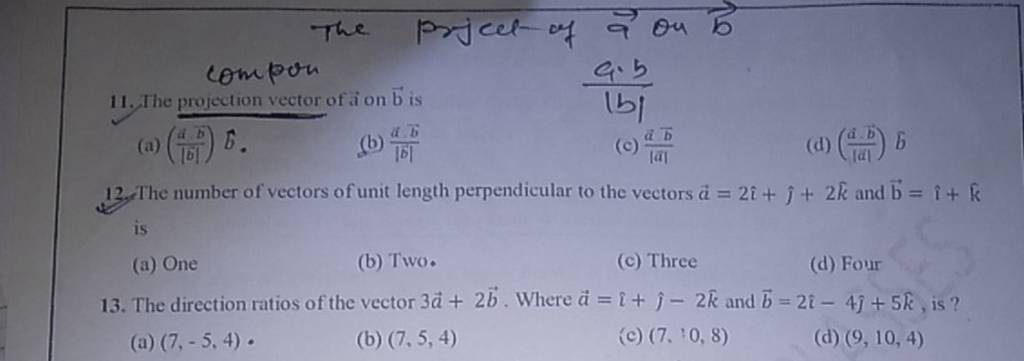 The direction ratios of the vector 3a+2b. Where a=i^+ ^ −2k^ and b=2i^−4