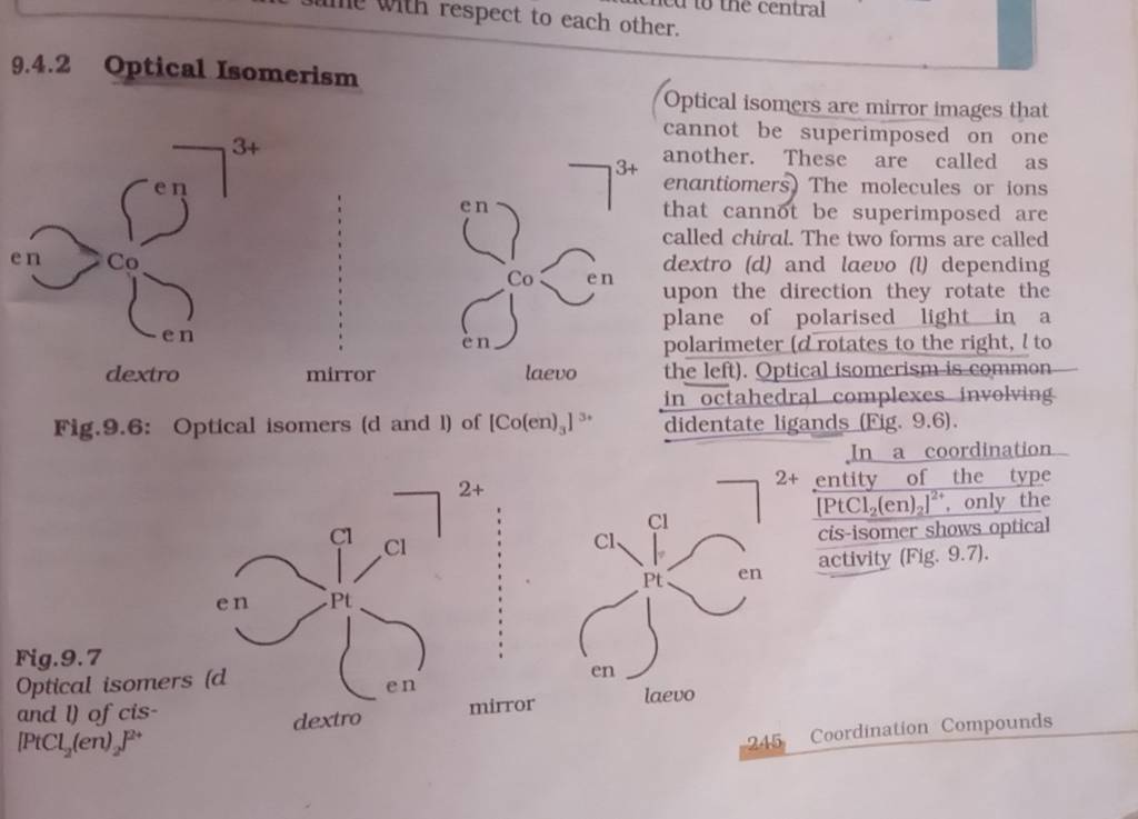 9.4.2 Optical Isomerism Optical isomers are mirror images that enantiomer..