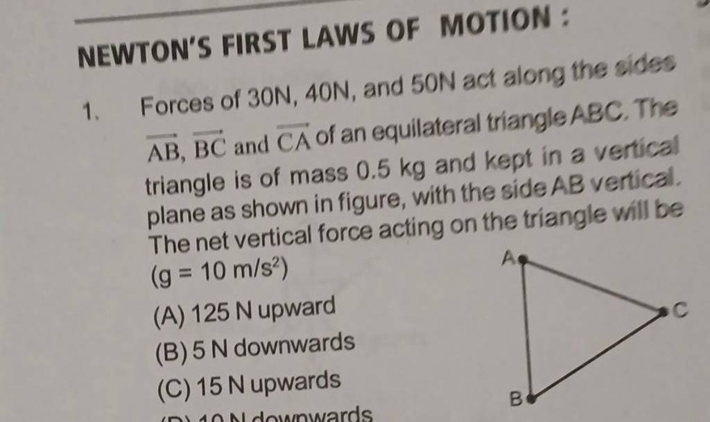 NEWTON'S FIRST LAWS OF MOTION :
