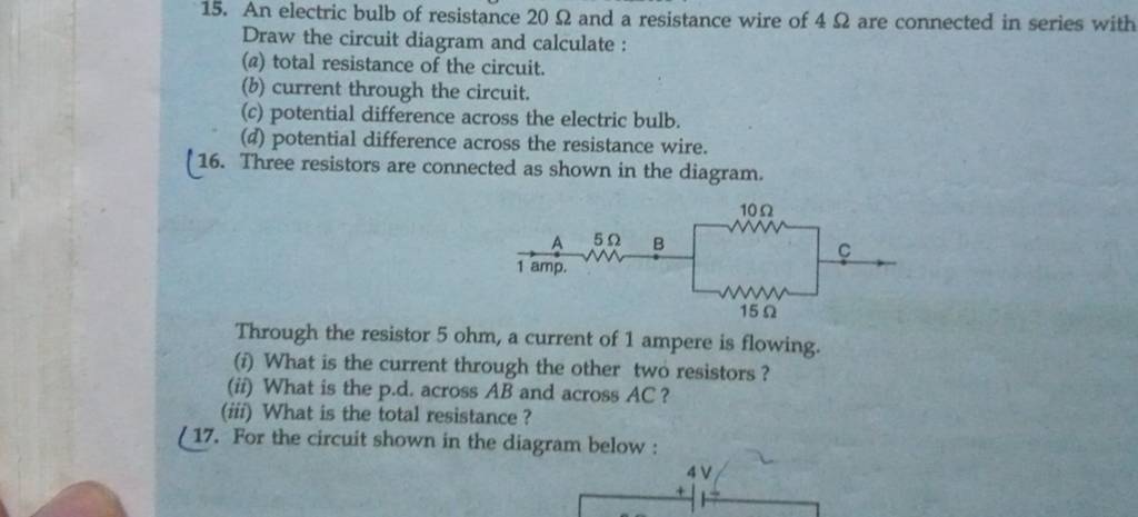 An Electric Bulb Of Resistance 20Ω And A Resistance Wire Of 4Ω Are Connec..