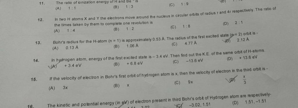 if-velocity-of-electron-in-first-orbit-of-h-atom-is-2-18-106-m-sec-then-t