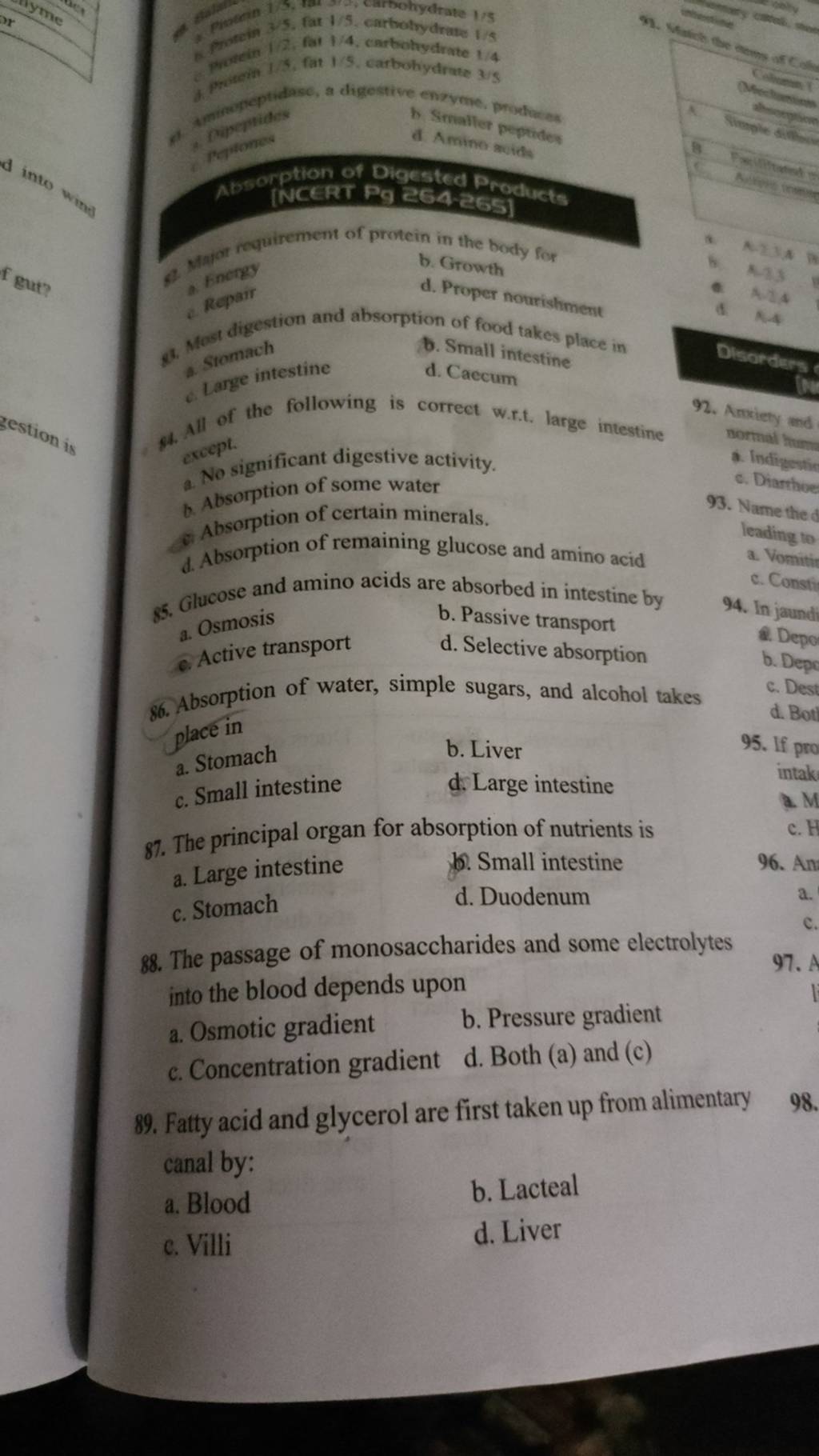 Fatty acid and glycerol are first taken up from alimentary canal by..