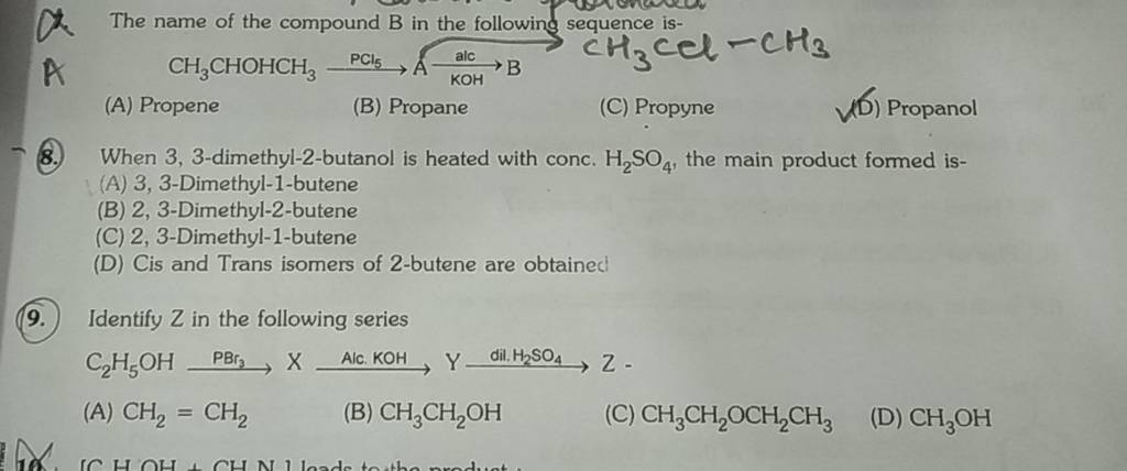 8 When 33 Dimethyl 2 Butanol Is Heated With Conc H2 So4 The Main P 5161