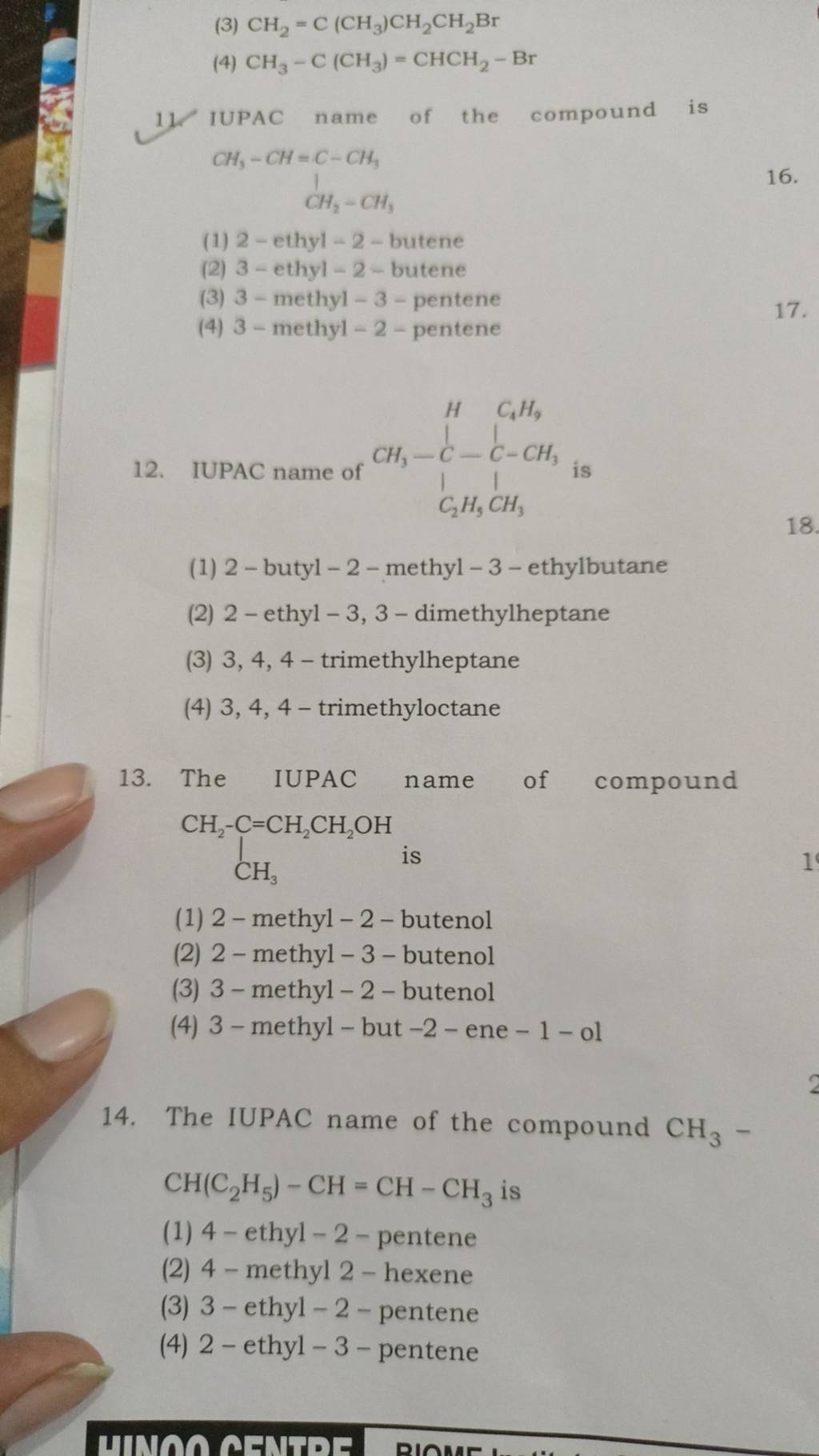 The IUPAC name of the compound CH3 − CH(C2 H5 )−CH=CH−CH3 is | Filo
