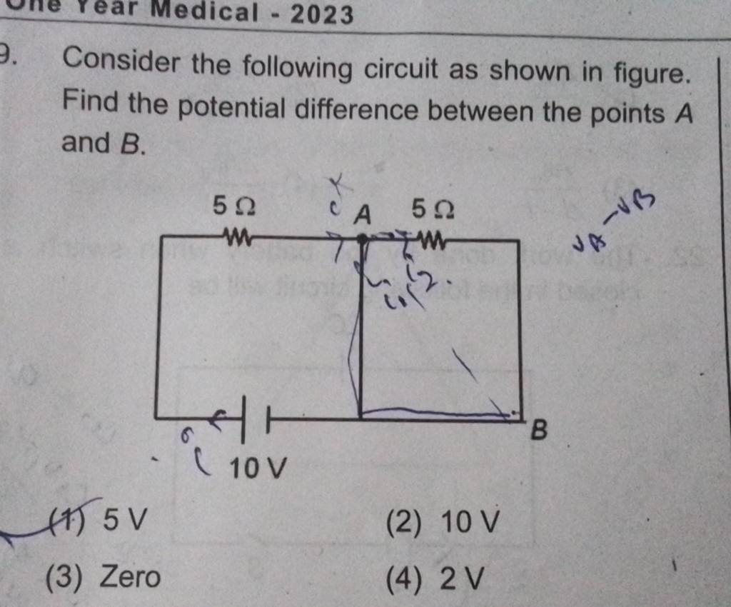 Consider The Following Circuit As Shown In Figure. Find The Potential Dif..