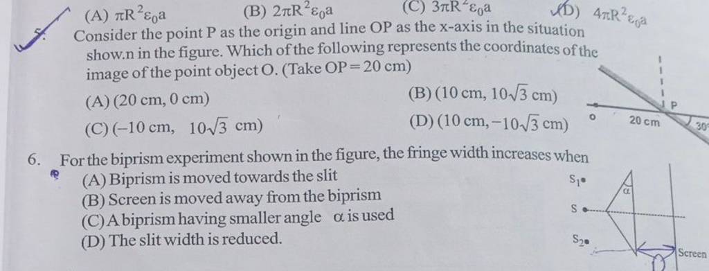 for the biprism experiment shown in the figure