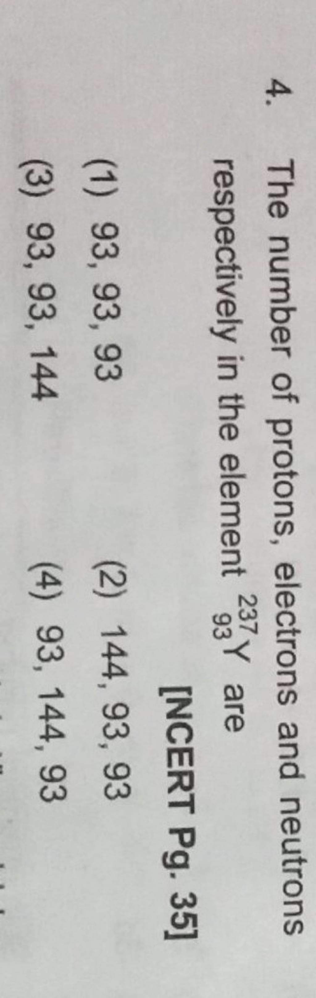 number of protons electrons and neutrons present in cl minus respectively are