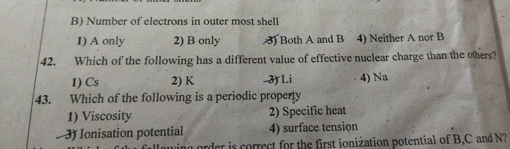 number of outer shell electrons in potassium