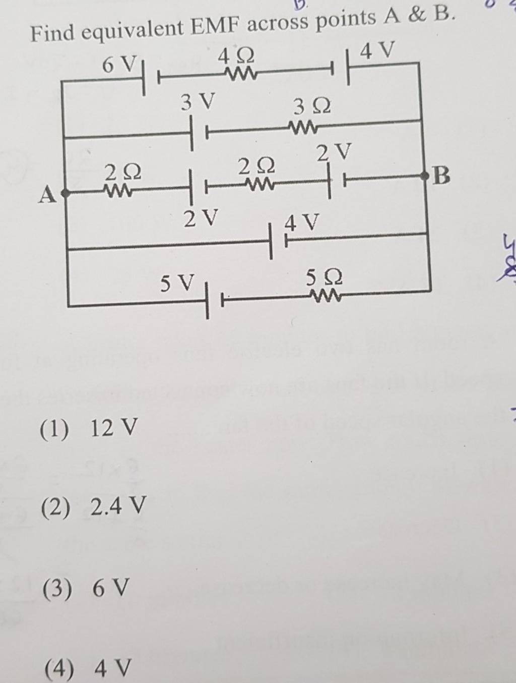 Find Equivalent EMF Across Points A \& B. | Filo