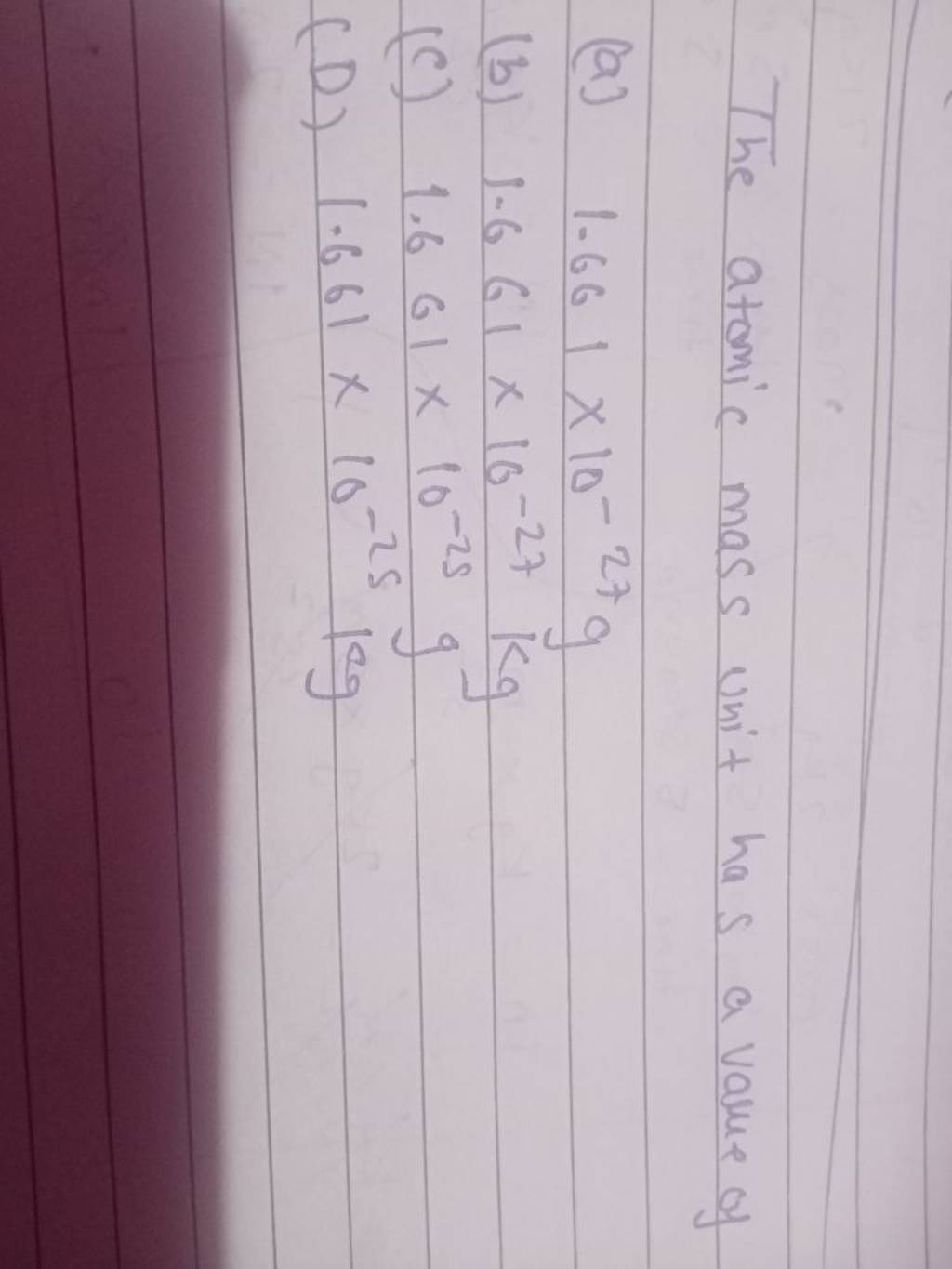 the-atomic-mass-unit-has-a-value-of-filo