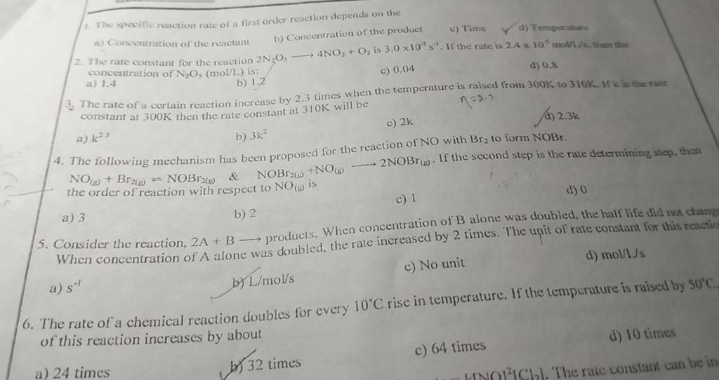 The ypeiffe reaction rate of a first order reaction depends on the | Filo
