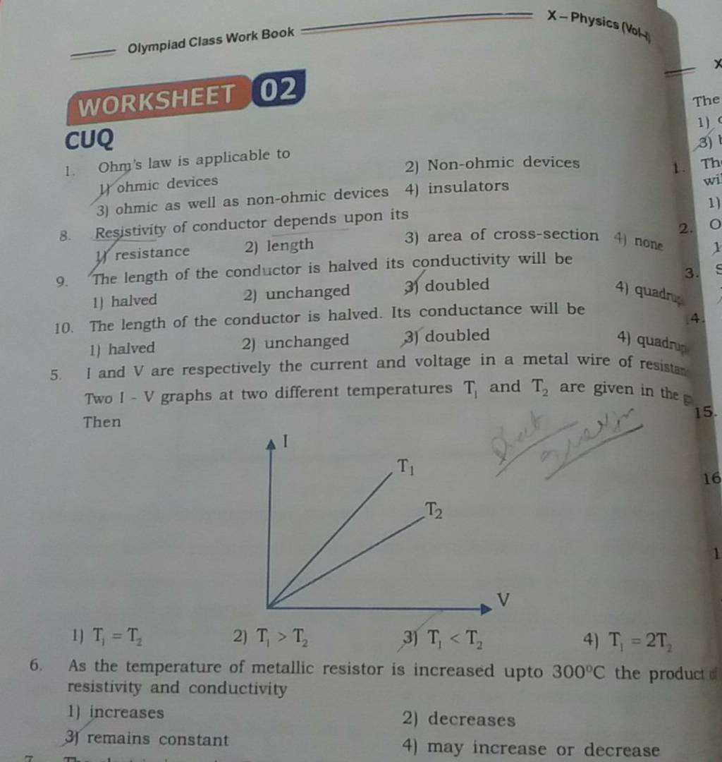 two-1-v-graphs-at-two-different-temperatures-t1-and-t2-are-given-in-the