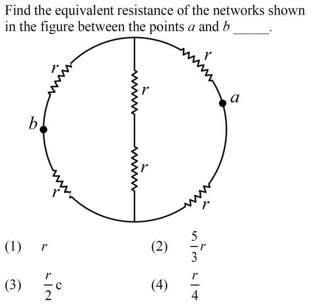 Find the equivalent resistance of the networks shown in the figure betwee..