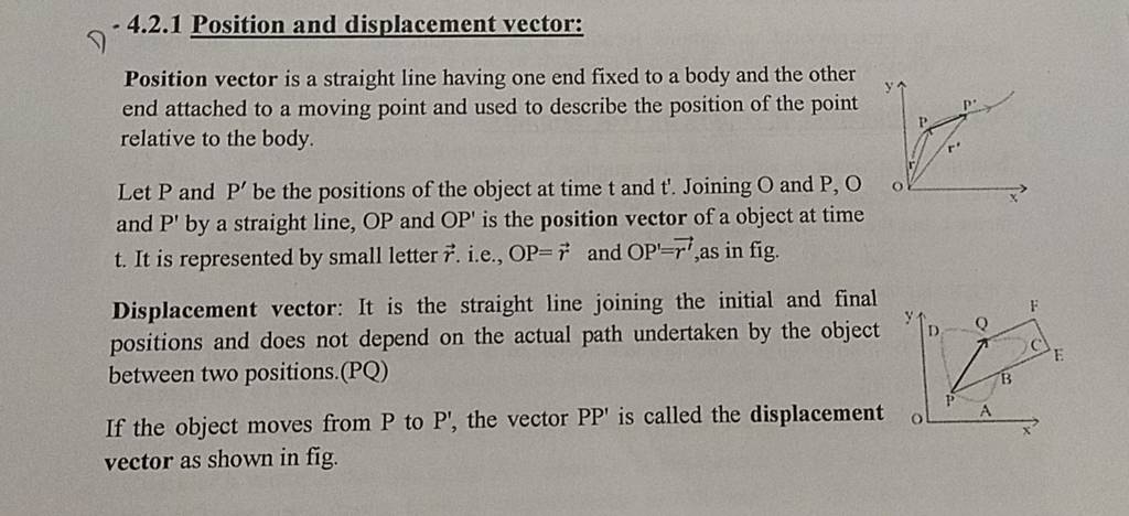 7) 4.2.1 Position and displacement vector: