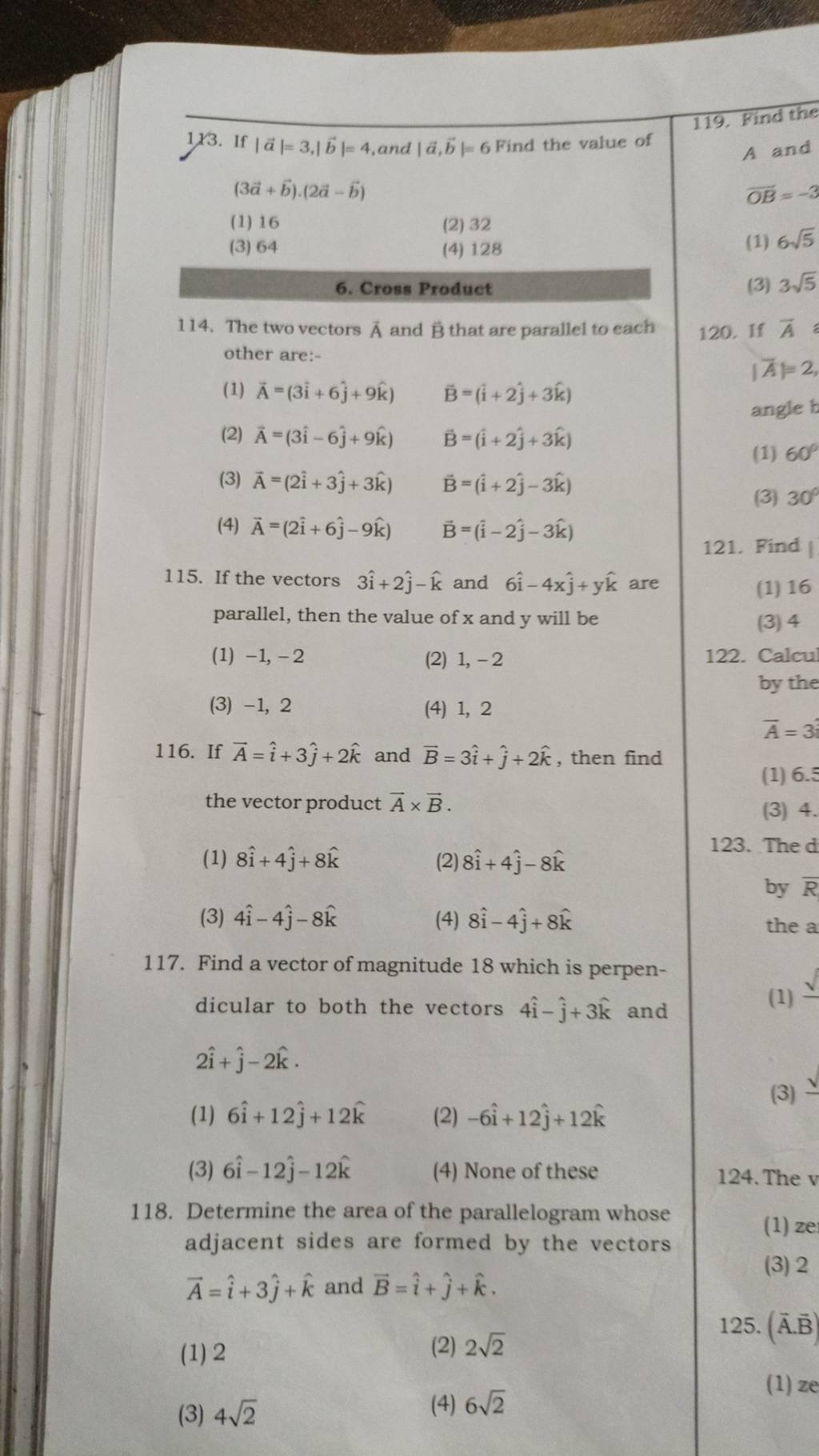 If ∣a∣=3,∣b∣=4, And ∣a,b∣=6 Find The Value Of (3a+b)⋅(2a−b) | Filo