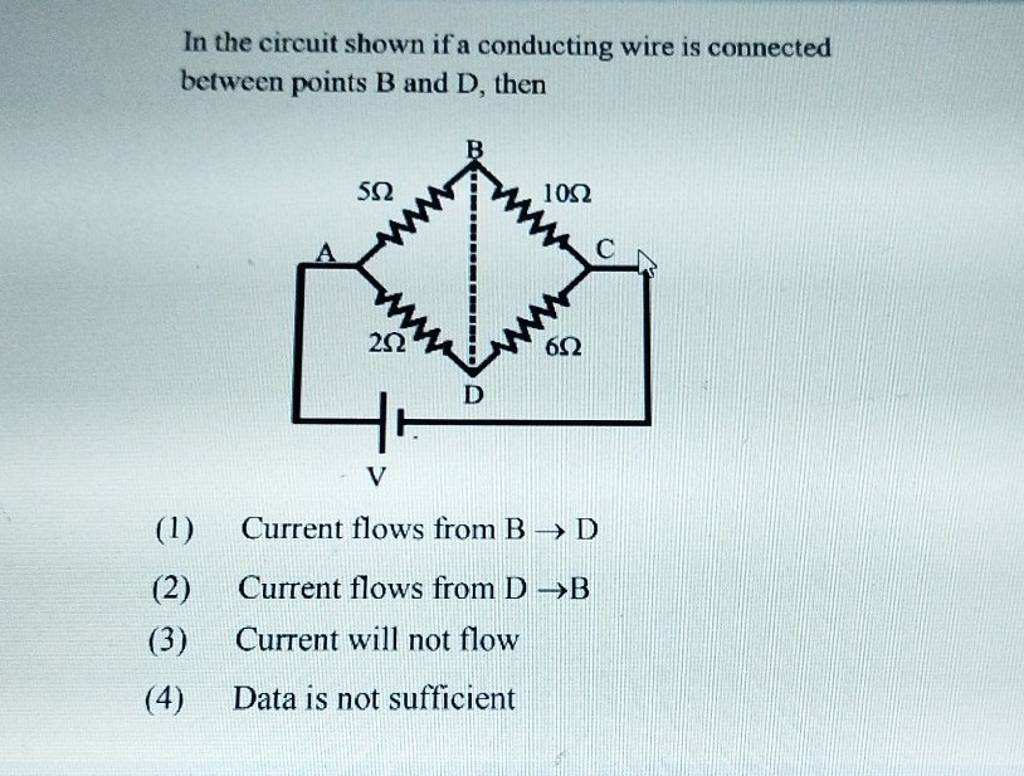 In The Circuit Shown If A Conducting Wire Is Connected Between Points B A..