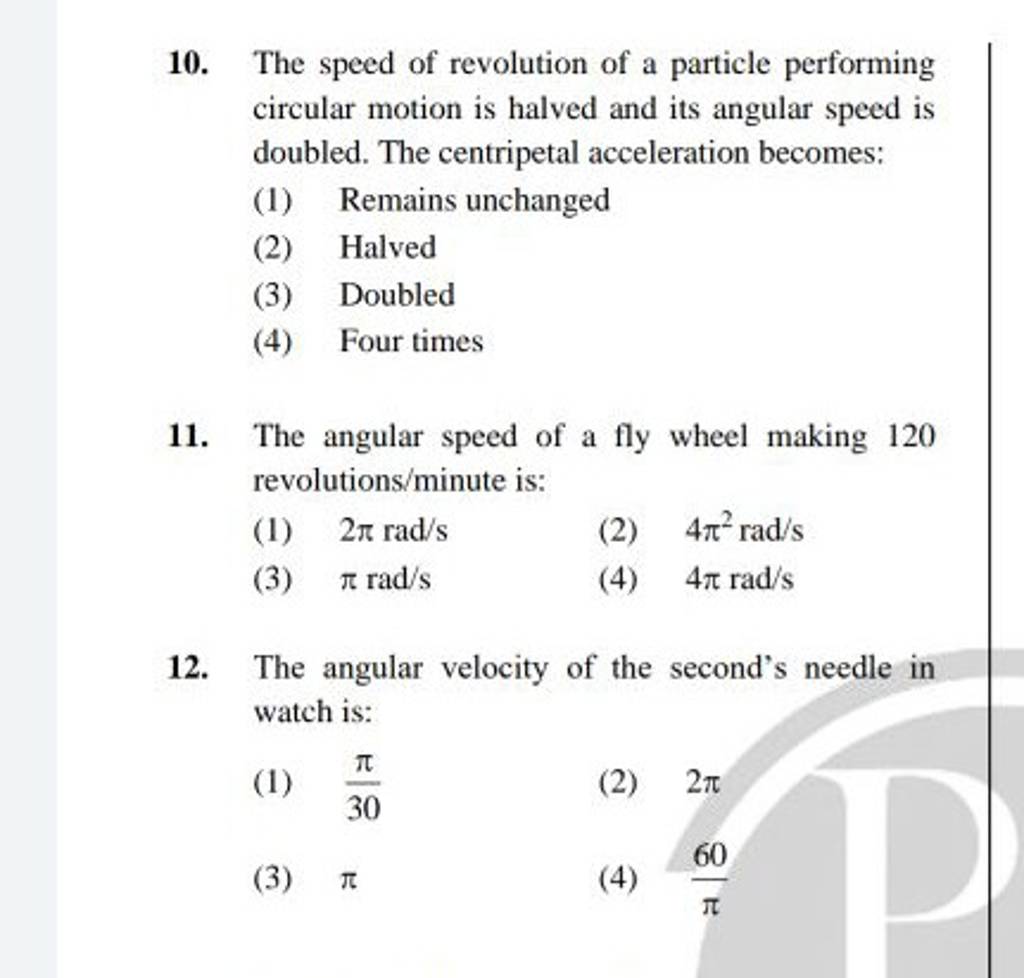 The angular velocity of the second's needle in watch is Filo