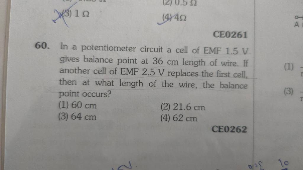 In a potentiometer circuit a cell of EMF 1.5 V gives balance point at 36