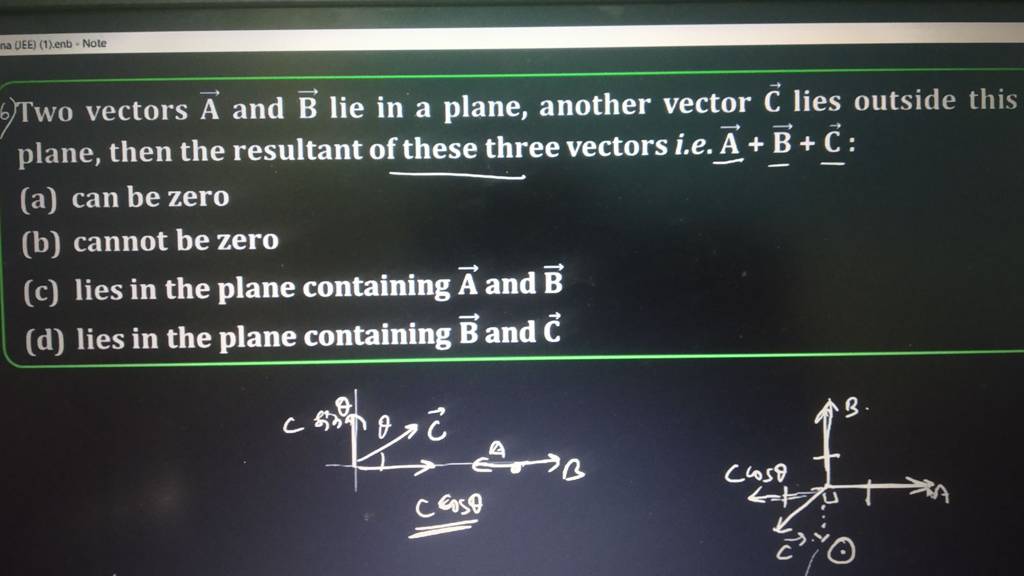 Two Vectors A And B Lie In A Plane, Another Vector C Lies Outside This P..