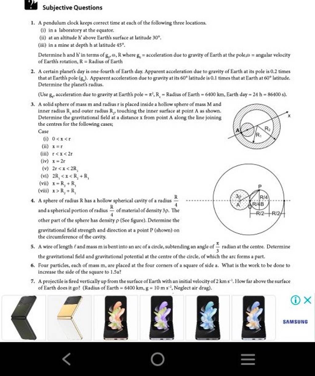 Subjective Questions 1. A pendulum clock keeps correct time at each of th..