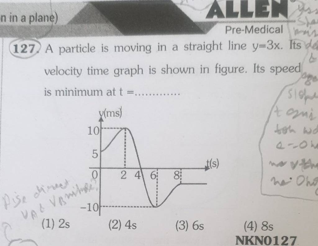 A Particle Is Moving In A Straight Line Y 3x Its Velocity Time Graph Is