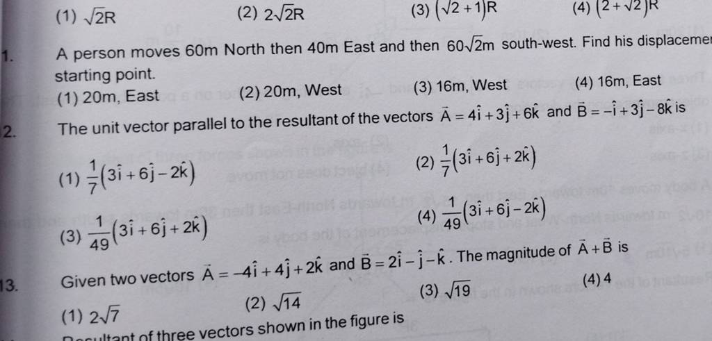 Given Two Vectors A−4i4j 2k And B2i−j −k The Magnitude Of Ab 3457