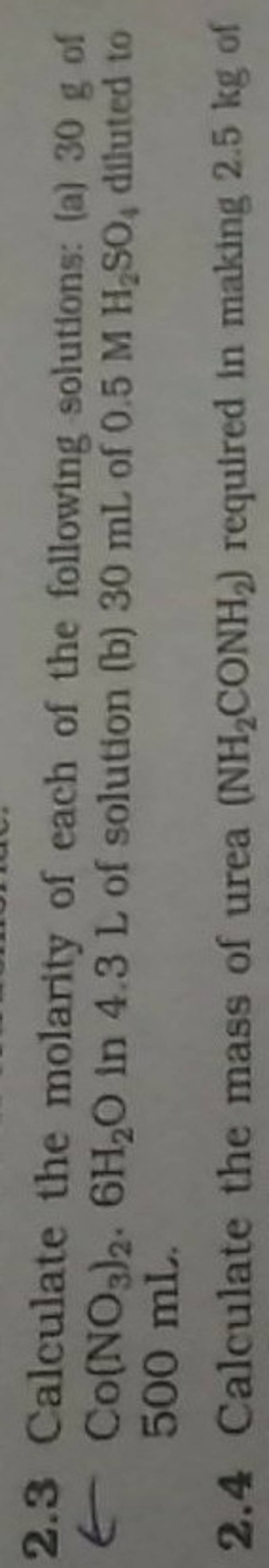 calculate the molarity of each of the following solutions