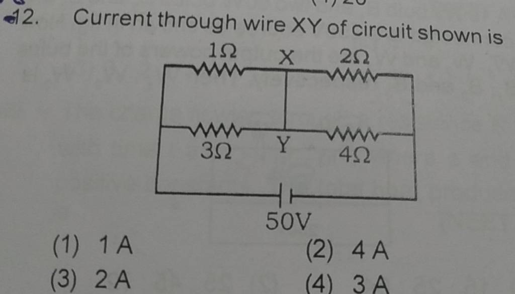 Current through wire XY of circuit shown is Filo