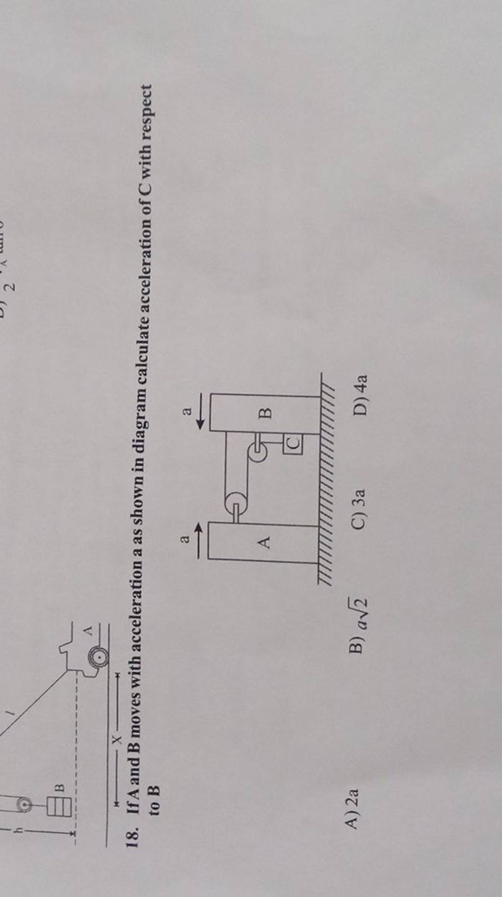 If A and B moves with acceleration a as shown in diagram calculate acc