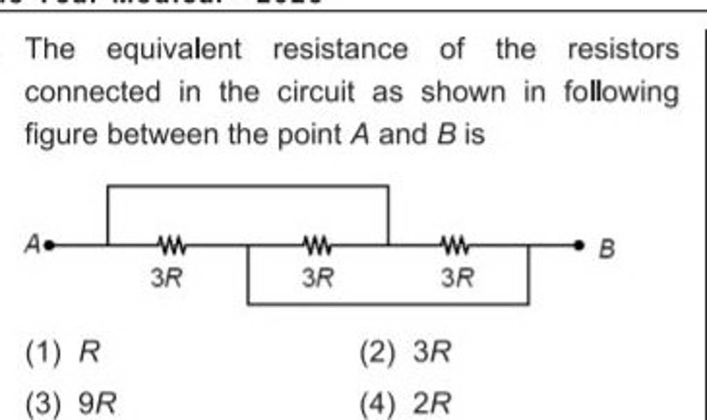 The equivalent resistance of the resistors connected in the circuit as sh..