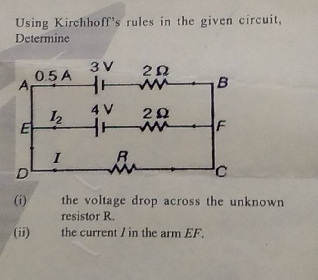 Using Kirchhoffs Rules In The Given Circuit Determine I The Voltage D 3058