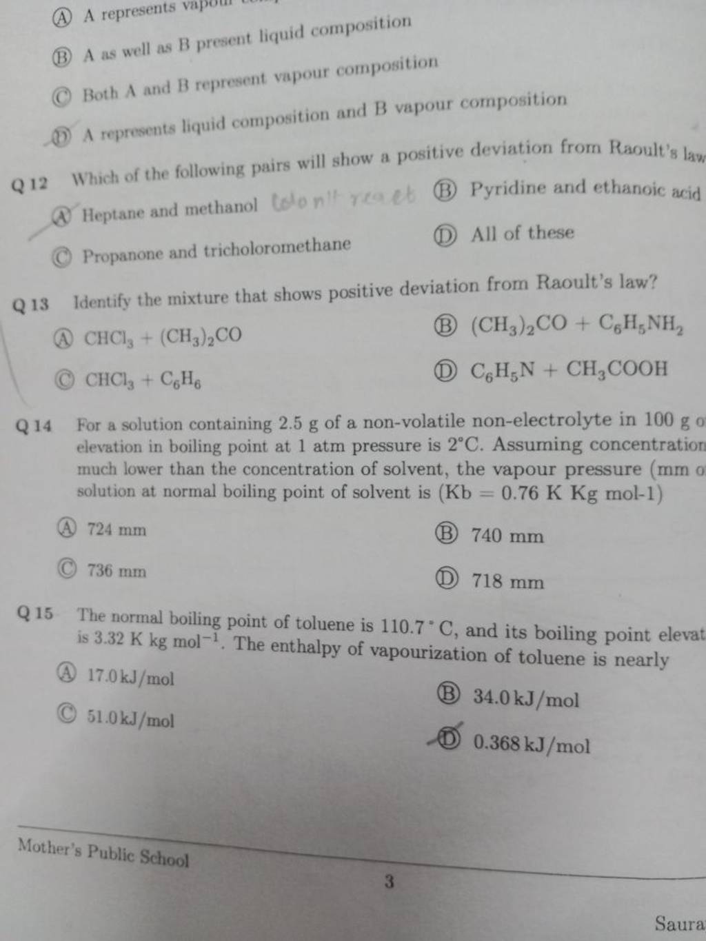Q 15 the normal boiling point of toluene is 110 7 c and its boiling poin 