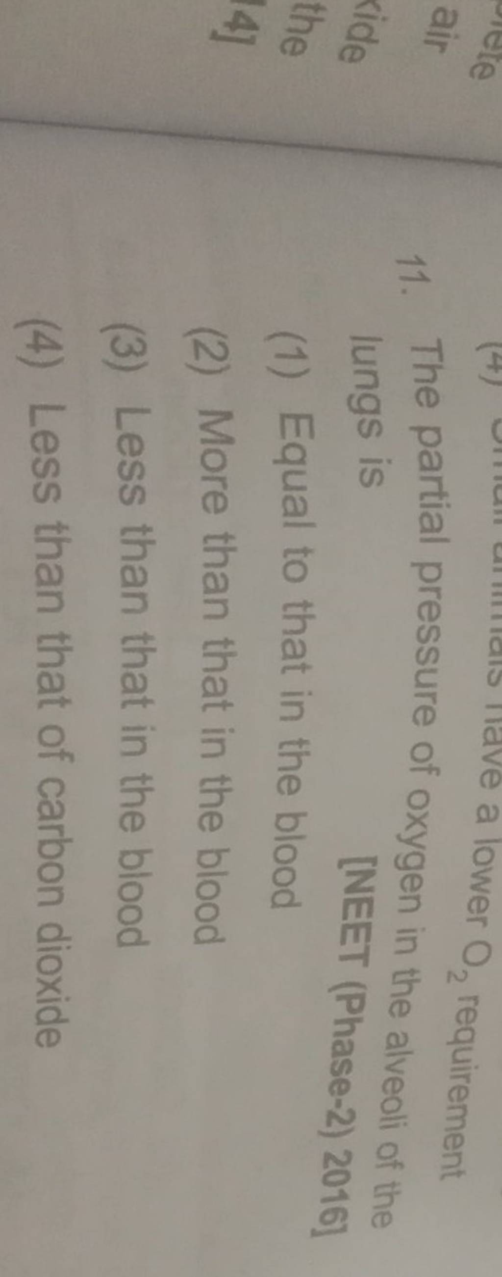 The Partial Pressure Of Oxygen In The Alveoli Of The Lungs Is Neet Phas 5459