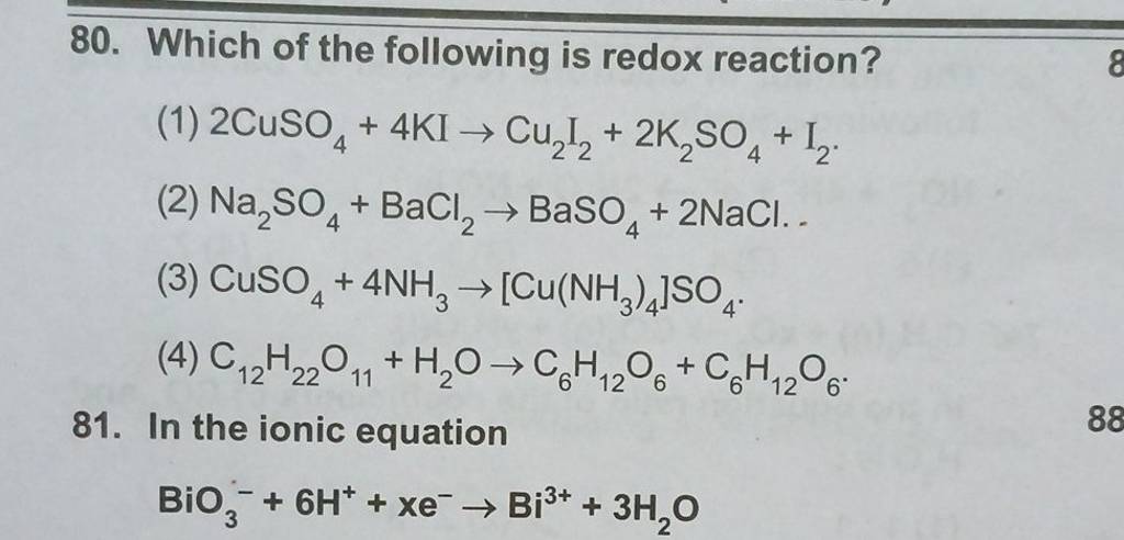 Which of the following is redox reaction? | Filo