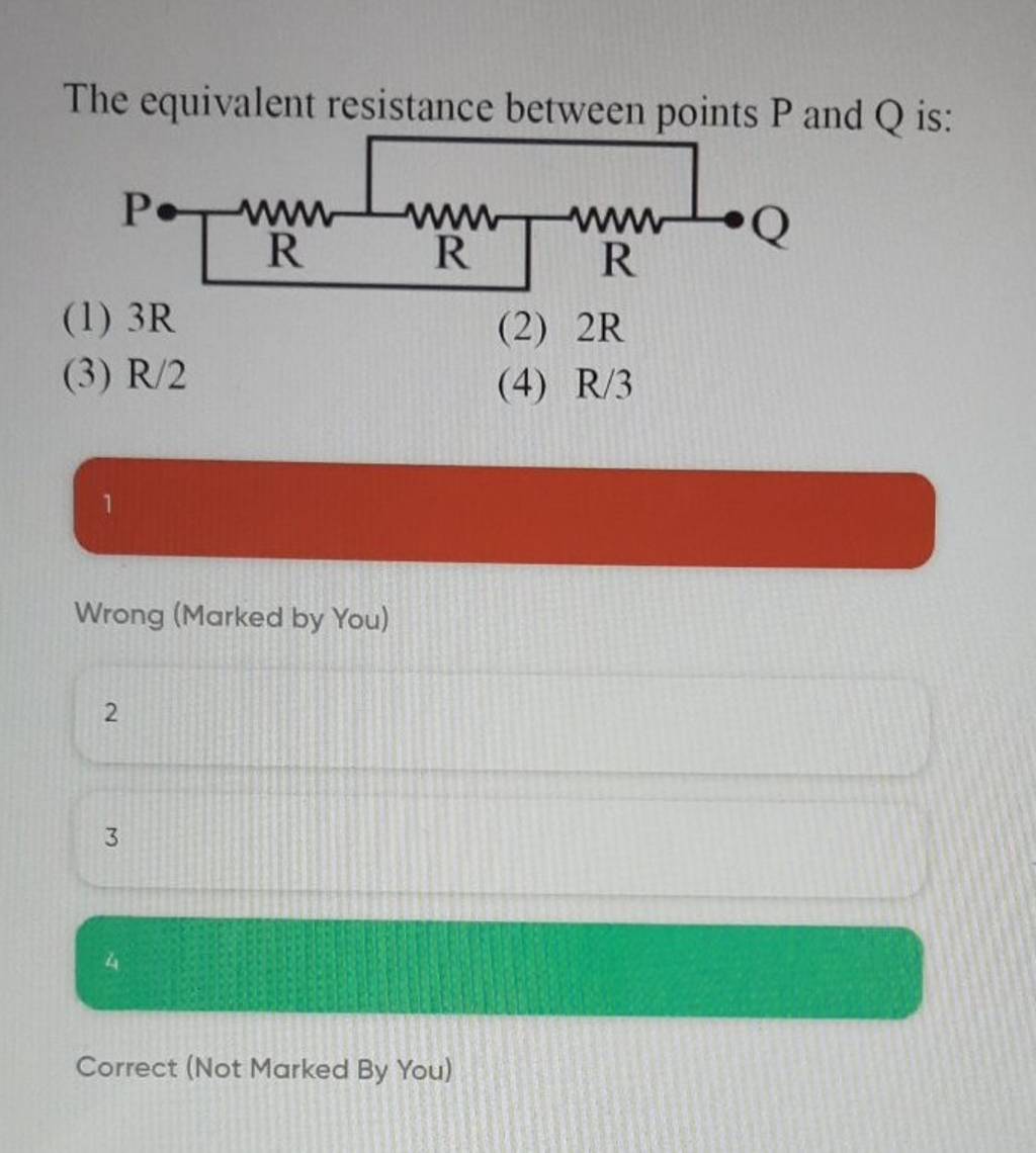 The equivalent resistance between points P and Q is Filo