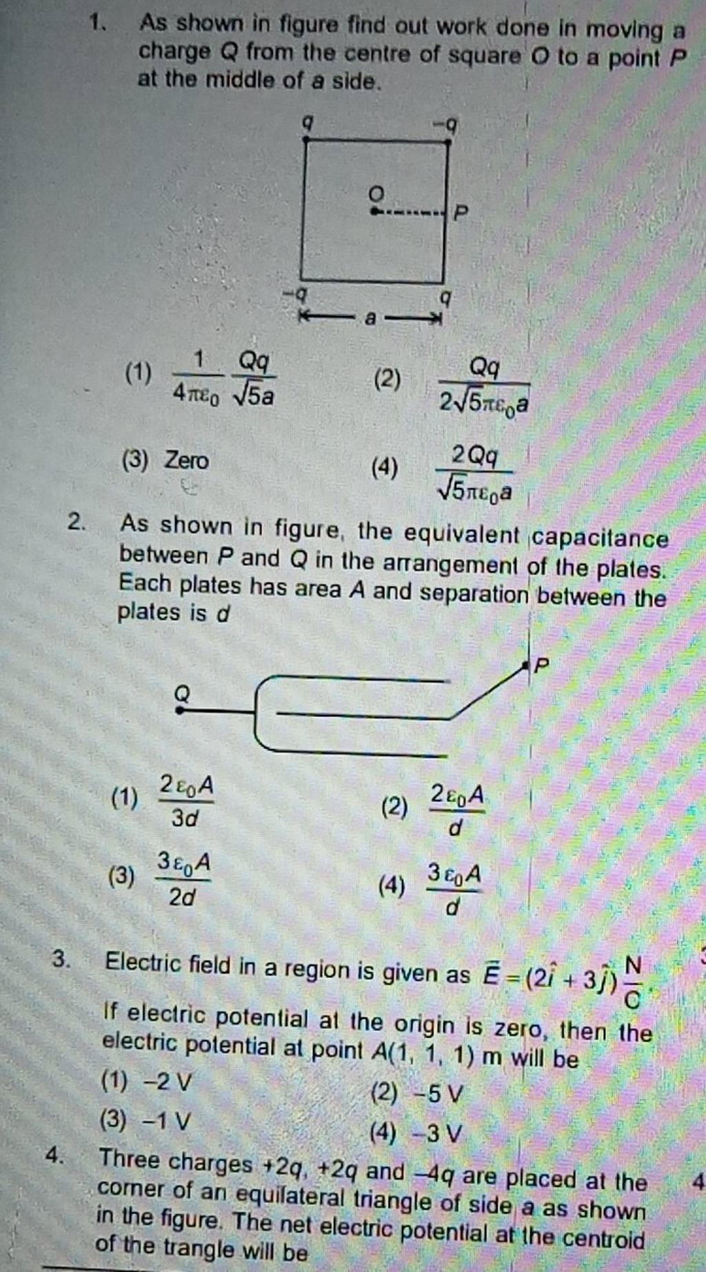 As shown in figure, the equivalent capacitance between P and Q in the arr..