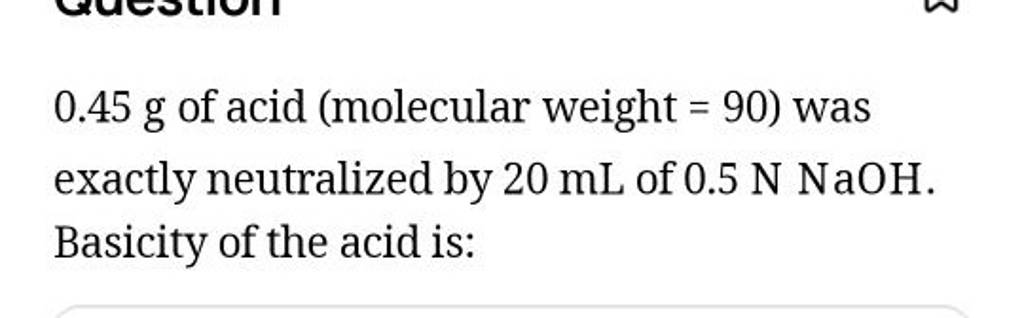 G Of Acid Molecular Weight Was Exactly Neutralized By Ml O