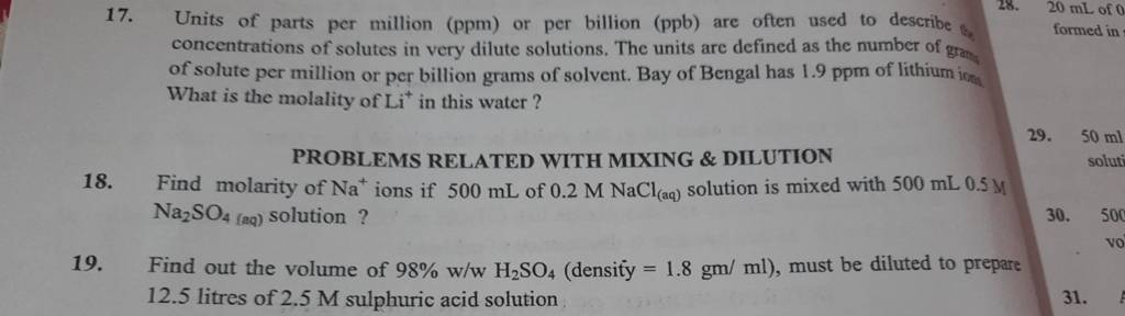 17. Units Of Parts Per Million ( Ppm) Or Per Billion (ppb) Are Often Used..