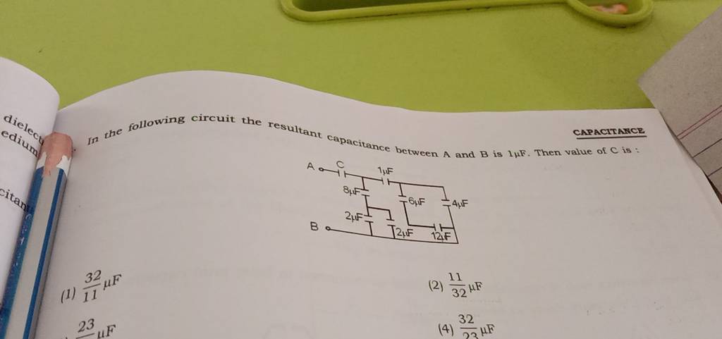 In The Following Circuit The Resultant Capacitance Between A And B Is 1μF..