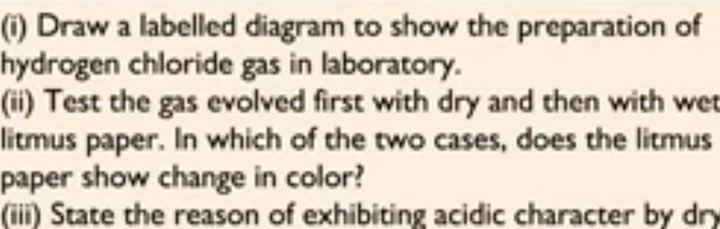 I Draw A Labelled Diagram To Show The Preparation Of Hydrogen Chloride