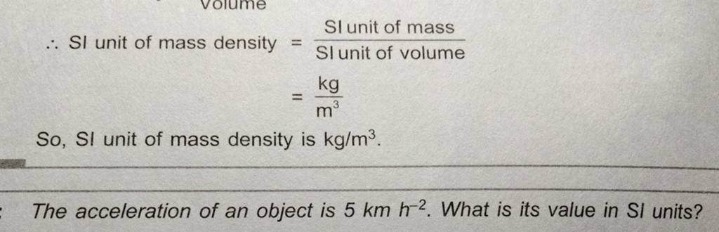 si-unit-of-mass-density-si-unit-of-volume-sl-unit-of-mass-m3kg-s