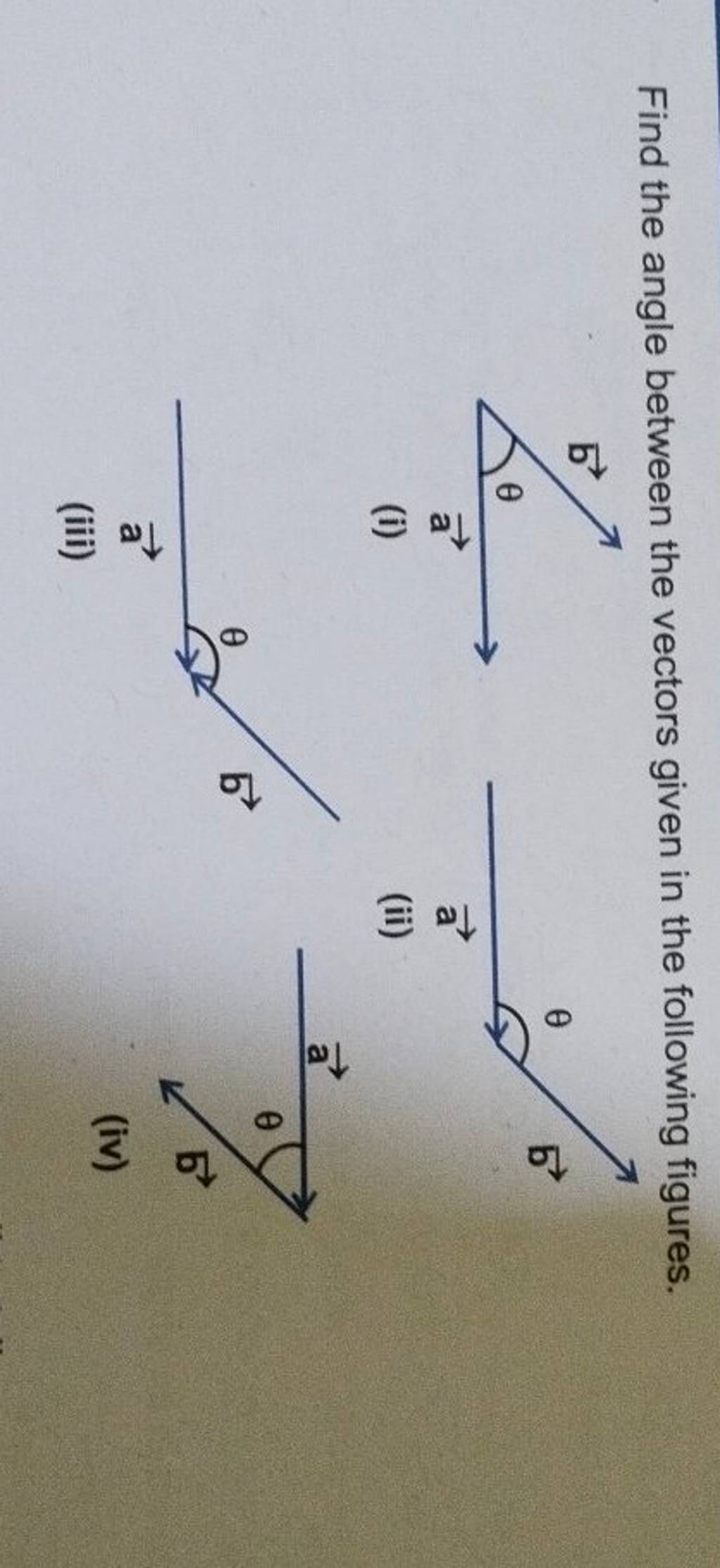 Find the angle between the vectors given in the following figures. Filo