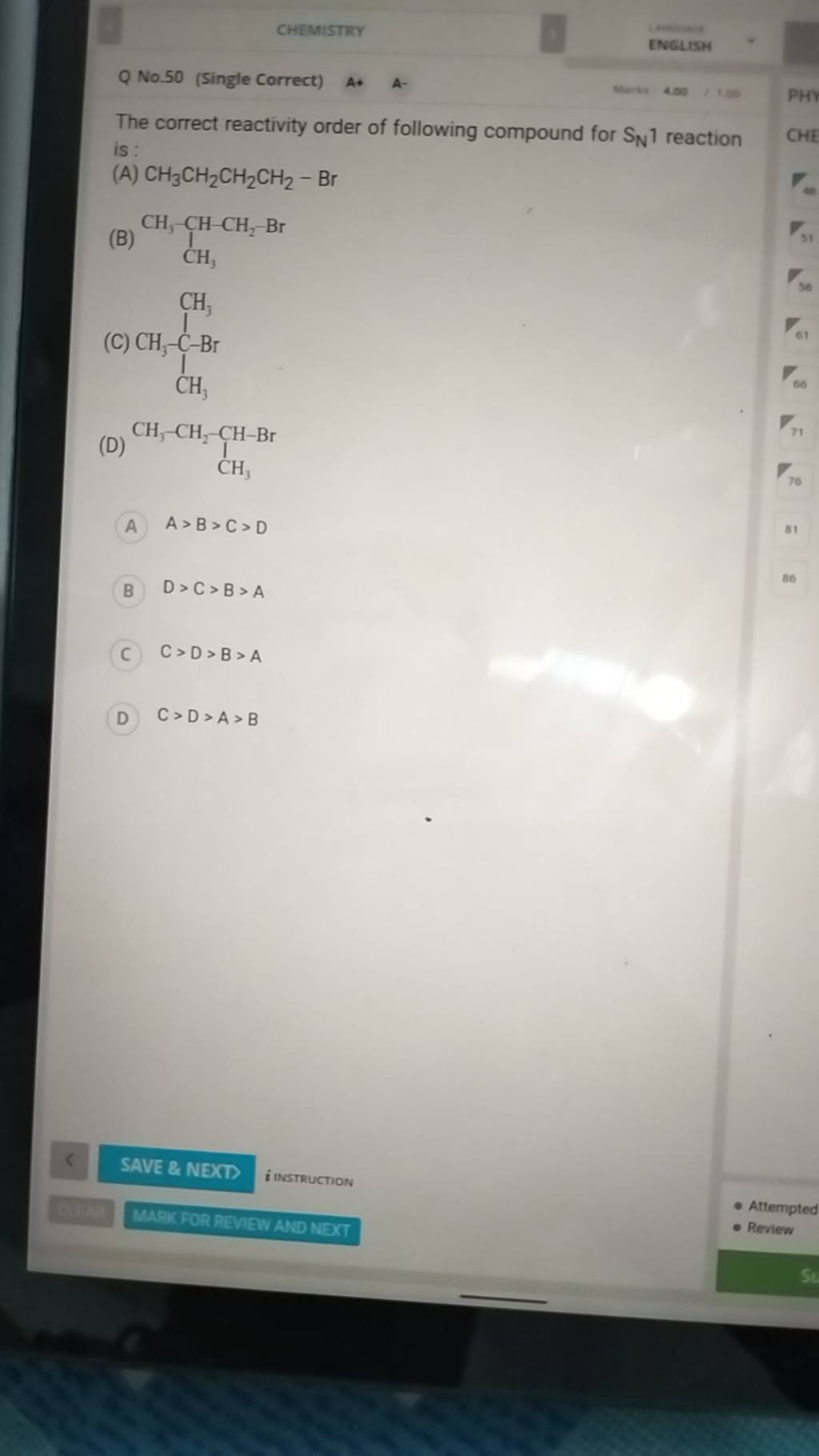 The Correct Reactivity Order Of Following Compound For Sn Reaction Is