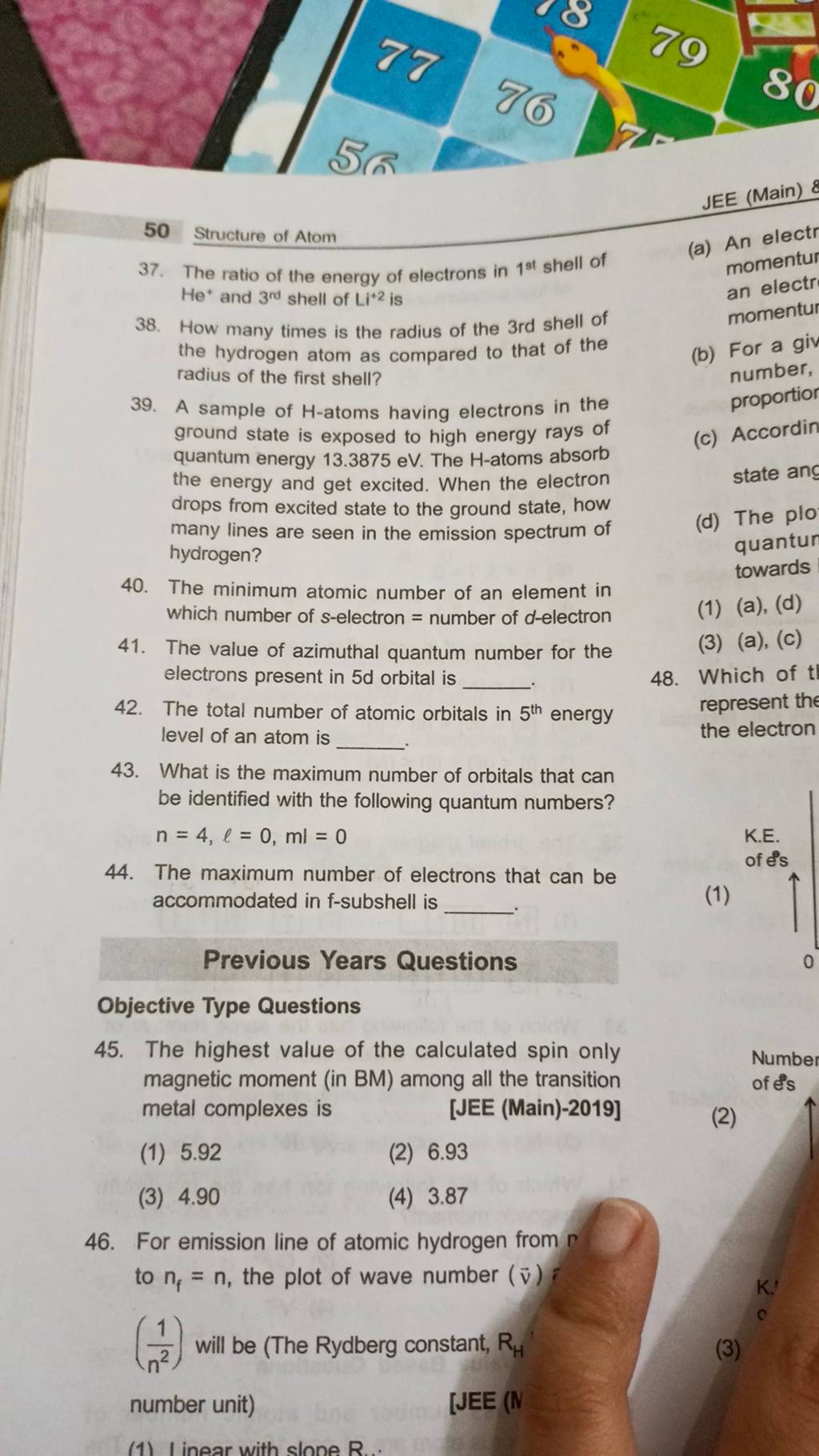 Previous Years Questions Objective Type Questions 45 The Highest Value O 