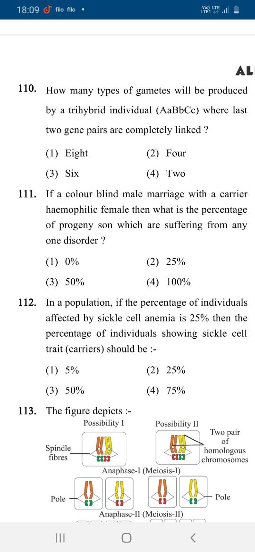 How many types of gametes will be produced by a trihybrid individual (AaB..