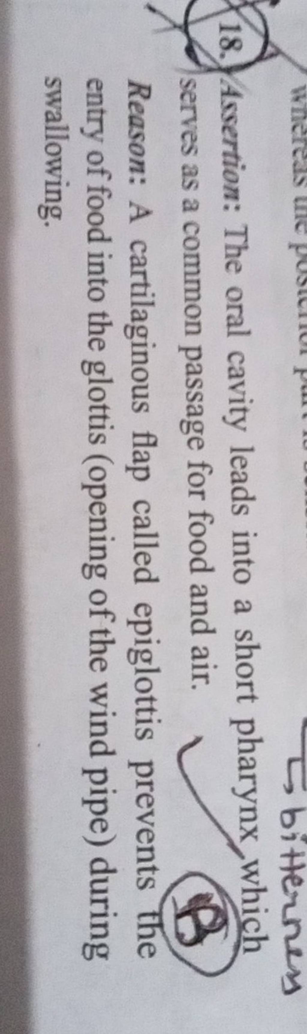 18-assertion-the-oral-cavity-leads-into-a-short-pharynx-which-serves-a