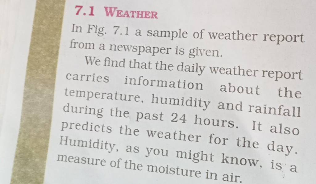 71 Weather In Fig 71 A Sample Of Weather Report From A Newspaper Is Gi