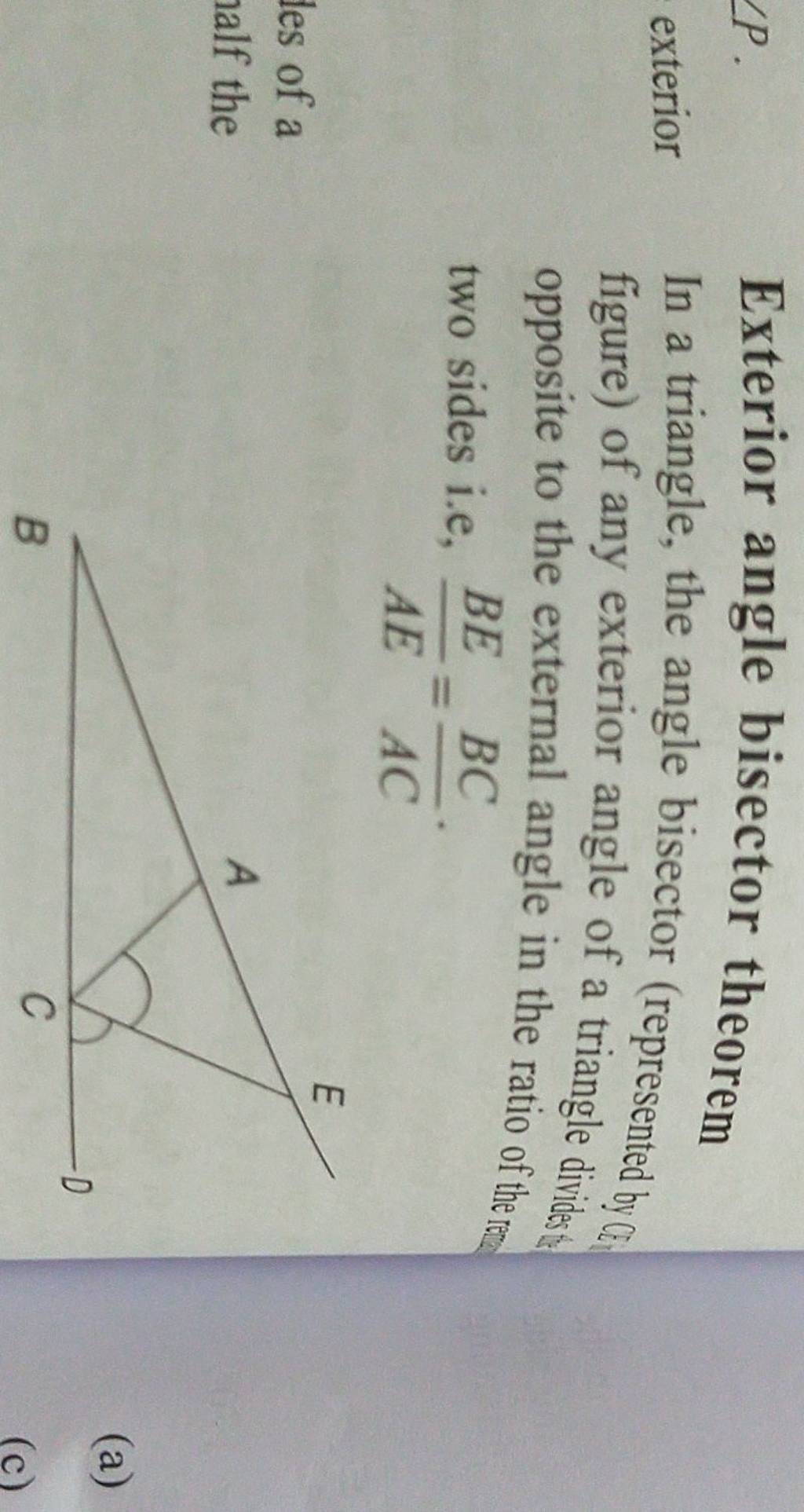 Exterior Angle Bisector Theorem In A Triangle The Angle Bisector Repres 7651