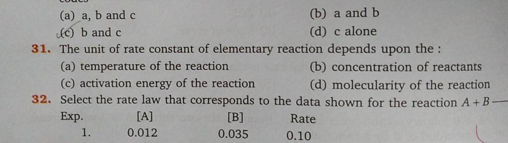 the unit of rate constant of elementary reaction depends upon the