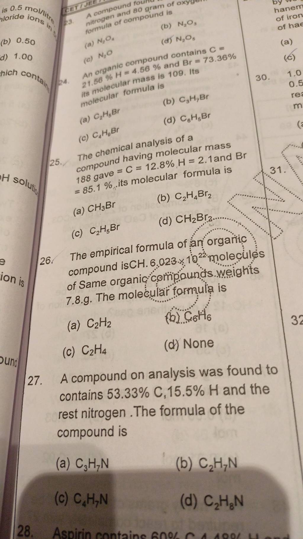 anic-compound-contains-c-its-molecular-mass-is-109-its-molecular-formul